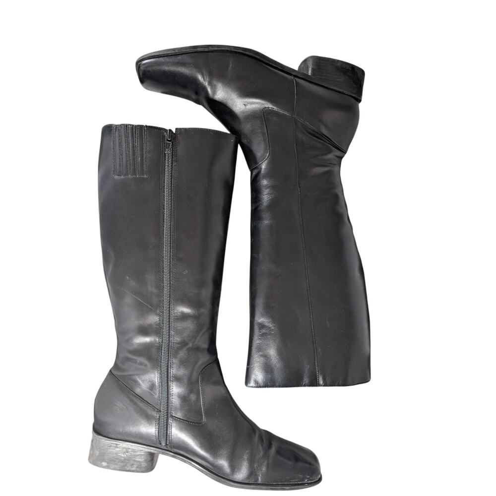 LIFESTRIDE! BLACK VEGAN LEATHER LOW HEEL, SQUARE TOE,V ZIPPER BOOTS! SZ 9.5M - Picture 6 of 11